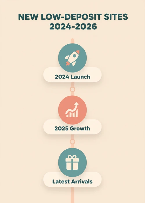 New low-deposit sites timeline across 2024 launch, 2025 growth and latest arrivals for $20 deposit casino players.