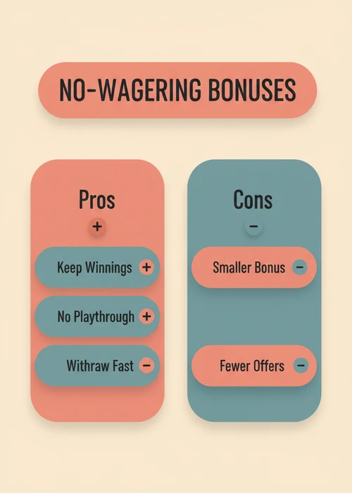 No-wagering bonuses at a $20 deposit casino — keep winnings, no playthrough and fast withdrawals versus smaller offers.